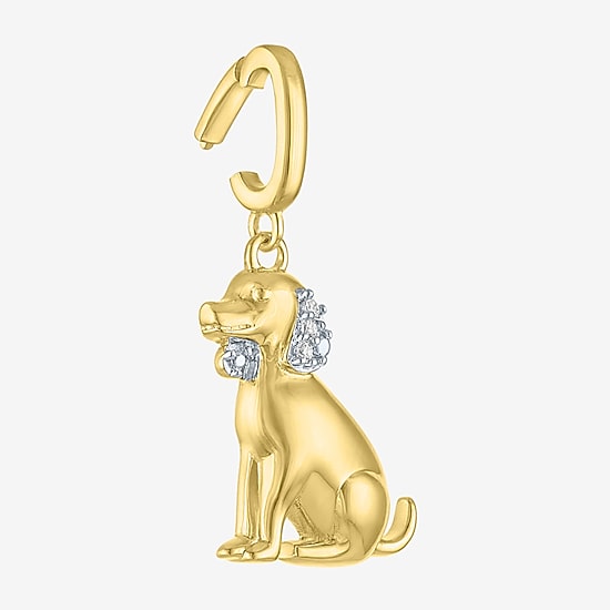 Charmed by Diamond Addiction Dog (G-H / Si2- I1) Womens Diamond Accent Lab Grown White Diamond Accent 14K Gold Over Silver Pendant