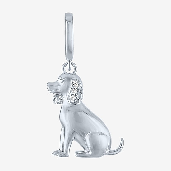 Charmed by Diamond Addiction Diamond Accent Dog (G-H / Si2- I1) White Diamond Accent 14K Gold Over Silver Charm