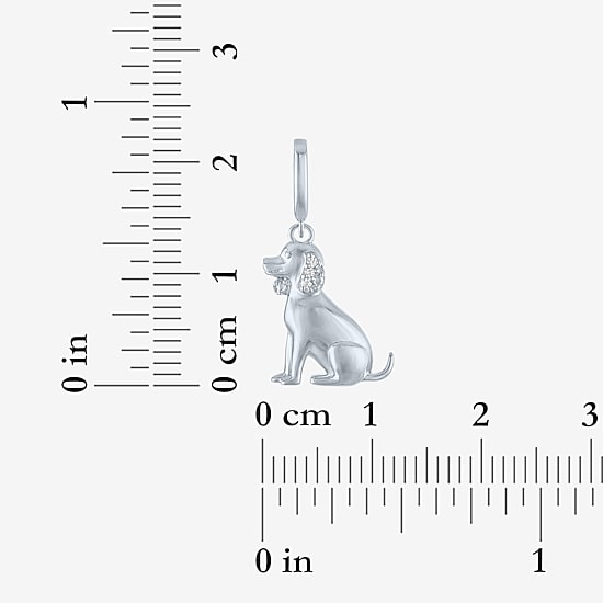 Charmed by Diamond Addiction Diamond Accent Dog (G-H / Si2- I1) White Diamond Accent 14K Gold Over Silver Charm