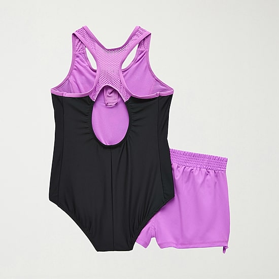 ZeroXposur Big Kid Girls Tie Dye Sleeveless Plus One Piece Swimsuit