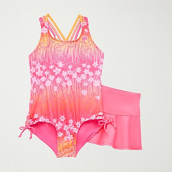 ZeroXposur Big Kid Girls Floral Sleeveless Plus One Piece Swimsuit