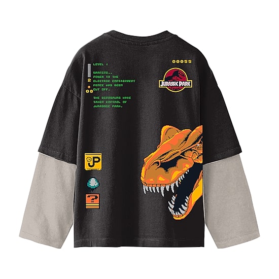 Little & Big Kid Boys Crew Neck Long Sleeve Regular Fit Jurassic World Graphic T-Shirt
