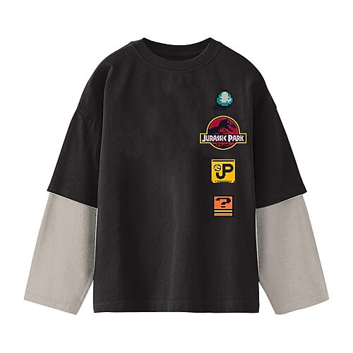 Hybrid Tees Little & Big Kid Boys Crew Neck Long Sleeve Regular Fit Jurassic World Graphic T-shirt In Black