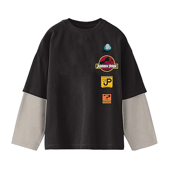 Little & Big Kid Boys Crew Neck Long Sleeve Regular Fit Jurassic World Graphic T-Shirt