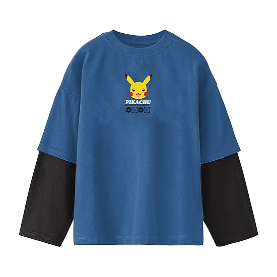 Pikachu Little & Big Kid Boys Crew Neck Long Sleeve Regular Fit Pokemon Graphic T-Shirt