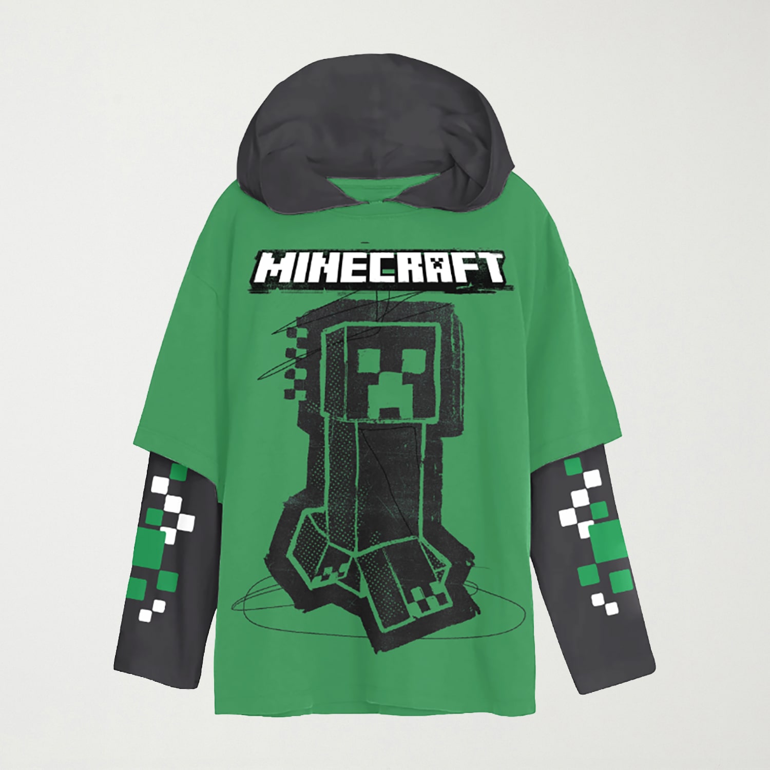 Little & Big Kid Boys Hooded Long Sleeve Regular Fit Minecraft Graphic T-Shirt