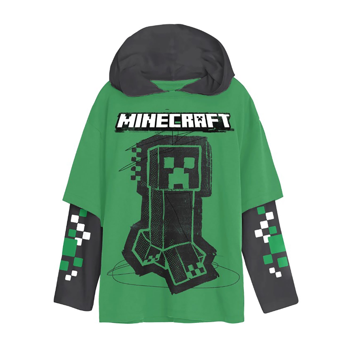 Little & Big Kid Boys Hooded Long Sleeve Regular Fit Minecraft Graphic T-Shirt