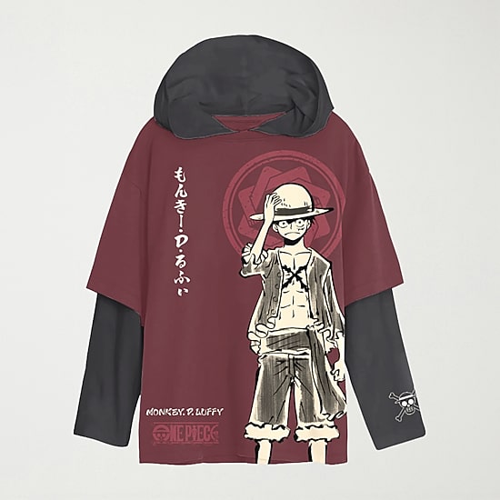 Little & Big Kid Boys Hooded Long Sleeve Regular Fit One Piece Anime Graphic T-Shirt