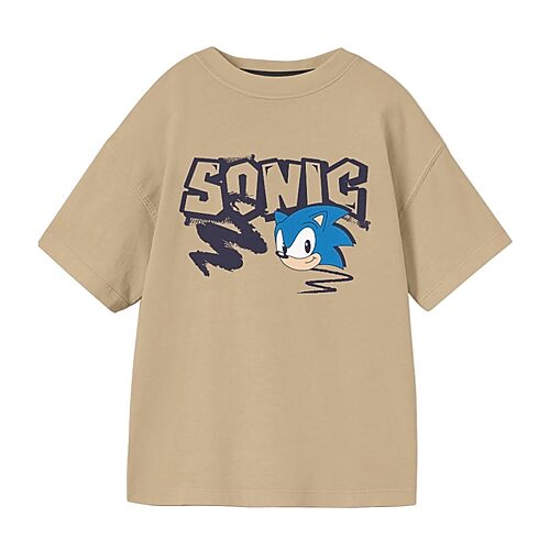 Bioworld Little & Big Kid Boys Crew Neck Short Sleeve Oversized Sonic The Hedgehog Graphic T-shirt In Beige