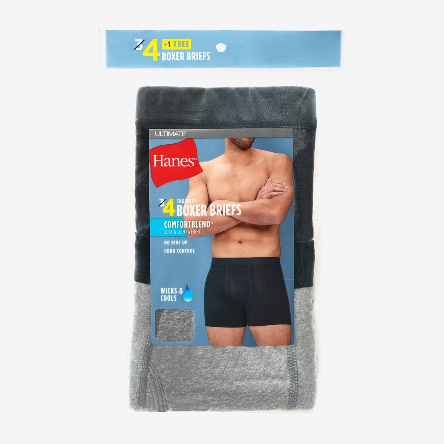 Hanes Mens 4 Pack Boxer Briefs Bonus Ubbbz4