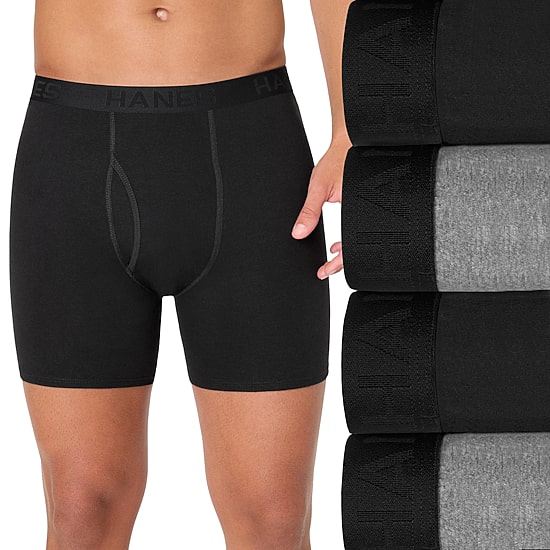 Hanes Mens 4 Pack Boxer Briefs Bonus Pack Ubbbz4