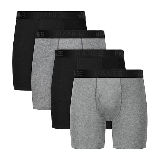 Hanes Mens 4 Pack Boxer Briefs Bonus Pack Ubbbz4