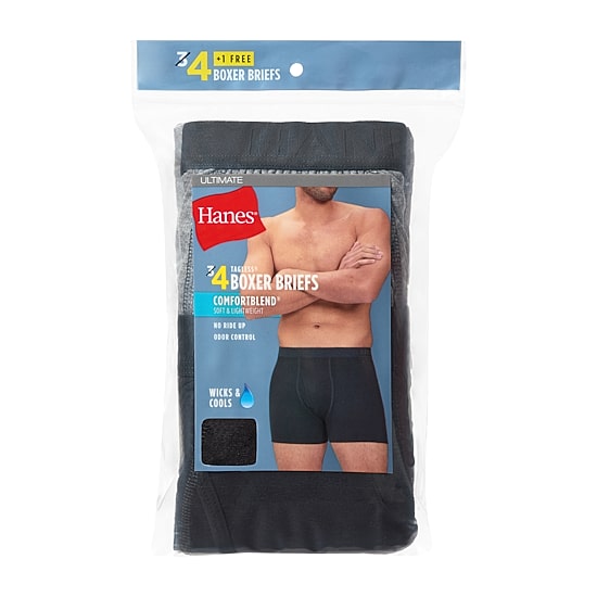Hanes Mens 4 Pack Boxer Briefs Bonus Pack Ubbbz4