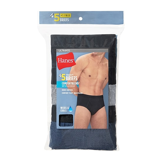 Hanes Mens 5 Pack Briefs Bonus Pack Ubbfz5