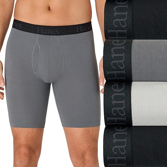 Hanes Mens 4 Pack Support Pouch Boxer Briefs Bonus Pack Ufsll4
