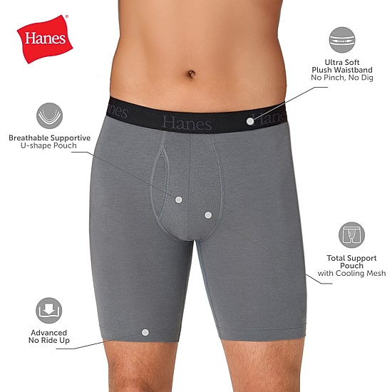 Hanes Mens 4 Pack Support Pouch Boxer Briefs Bonus Pack Ufsll4