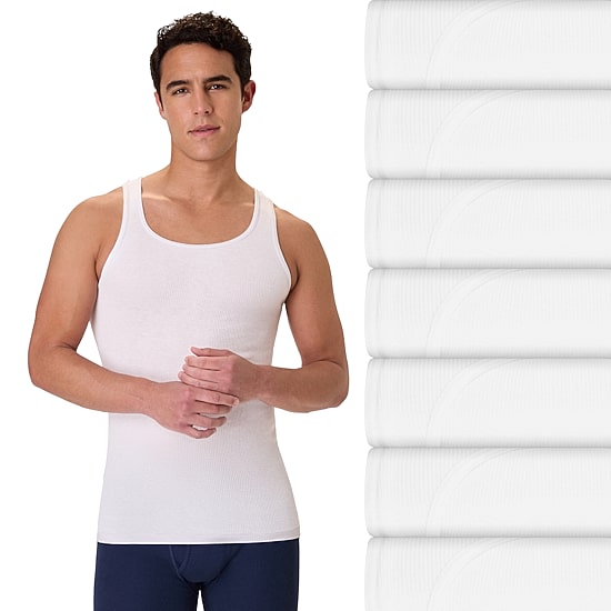 Hanes Mens U Neck Sleeveless 7 Pack Tank Bonus Pack