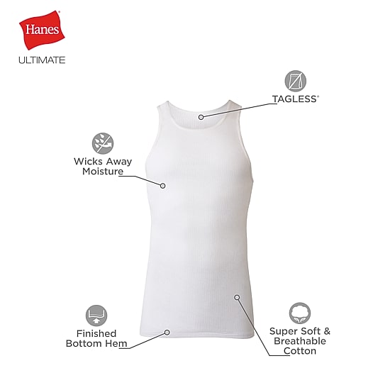 Hanes Mens U Neck Sleeveless 7 Pack Tank Bonus Pack