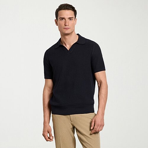 Van Heusen Temp Control Mens Short Sleeve Polo Sweater In Blue