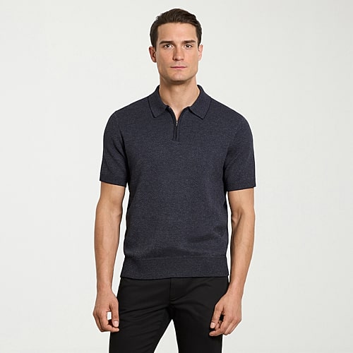 Van Heusen Temp Control Mens Short Sleeve Polo Sweater In Blue