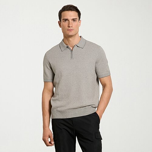 Van Heusen Temp Control Mens Short Sleeve Polo Sweater In Gray