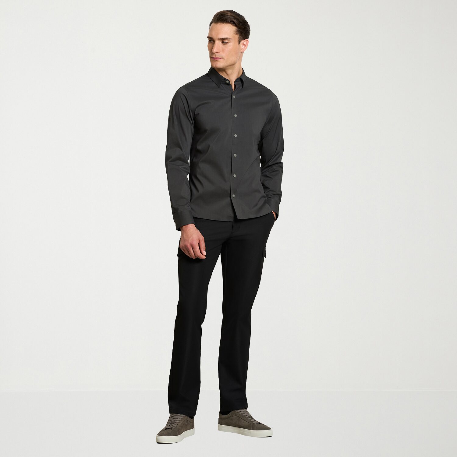 Van Heusen Everyday Defense Stain Shield Mens Long Sleeve Slim Fit Button-Down Shirt