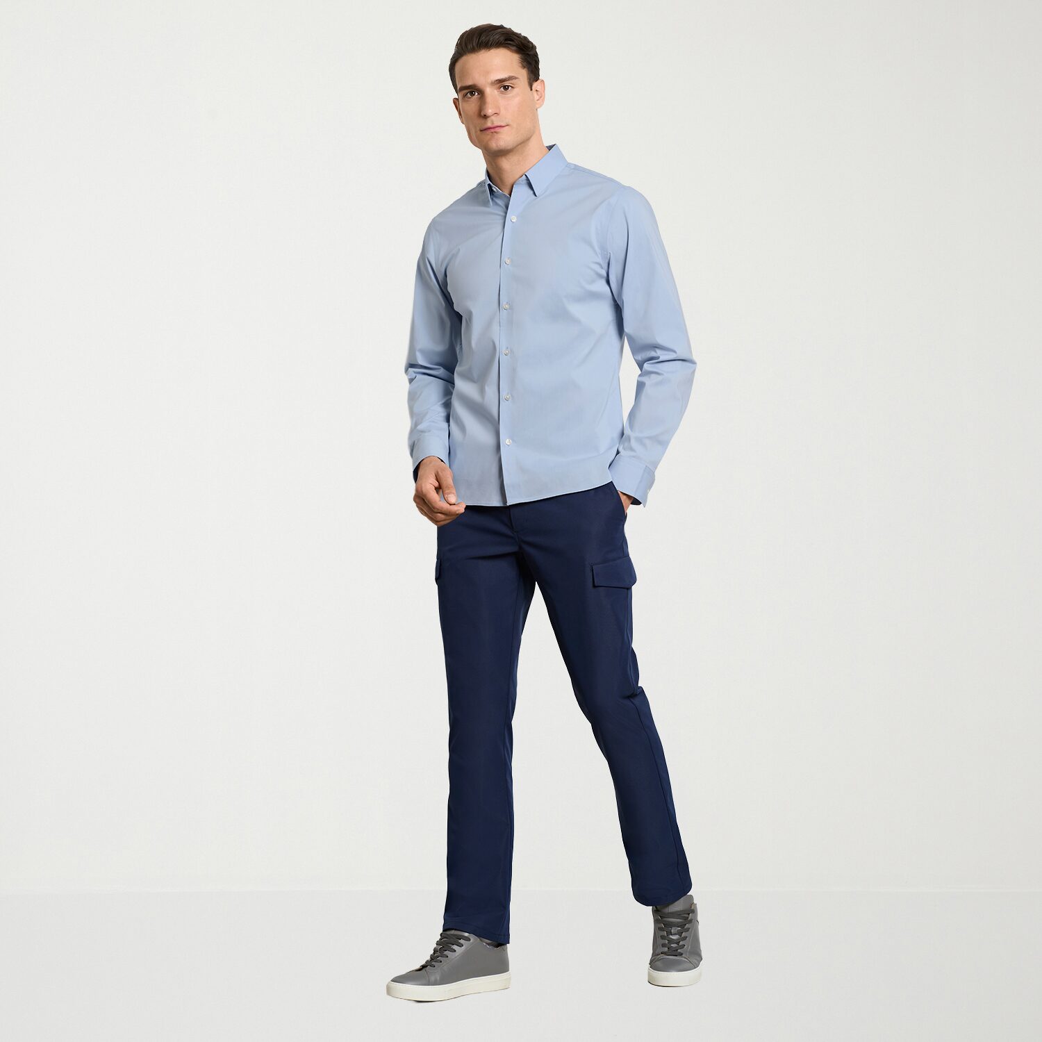 Van Heusen Everyday Defense Stain Shield Mens Long Sleeve Slim Fit Button-Down Shirt