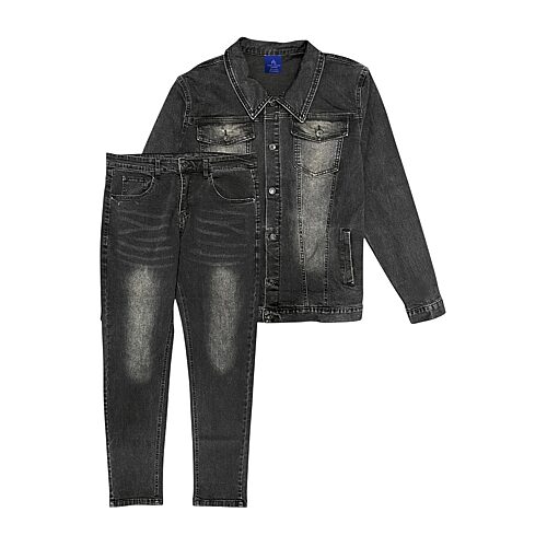 Royal Threads Mens Long Sleeve Denim 2-pc. Tuxedo Set, Large, Black