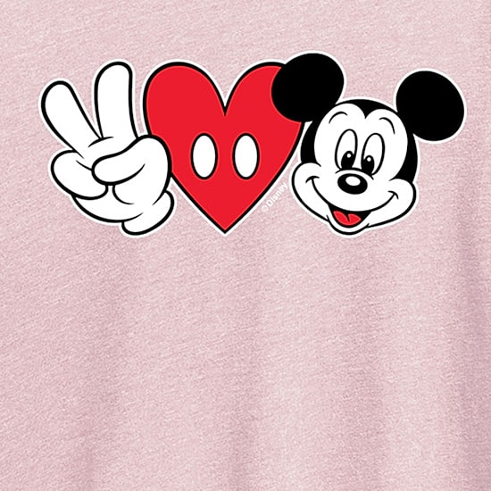 Peace Love Womens Plus Crew Neck Short Sleeve Regular Fit Mickey Mouse Graphic T-Shirt