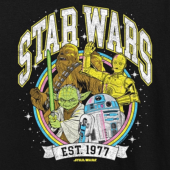 Logo Yoda Chewie Womens Plus Crew Neck Short Sleeve Regular Fit Star Wars Graphic T-Shirt