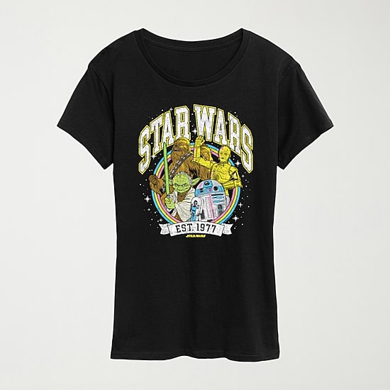 Logo Yoda Chewie Womens Plus Crew Neck Short Sleeve Regular Fit Star Wars Graphic T-Shirt