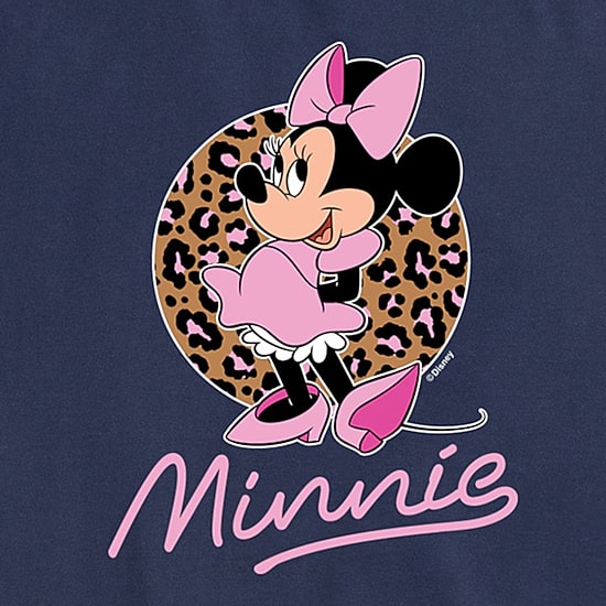 Leopard Print Womens Plus Crew Neck Short Sleeve Regular Fit Minnie Mouse Graphic T-Shirt