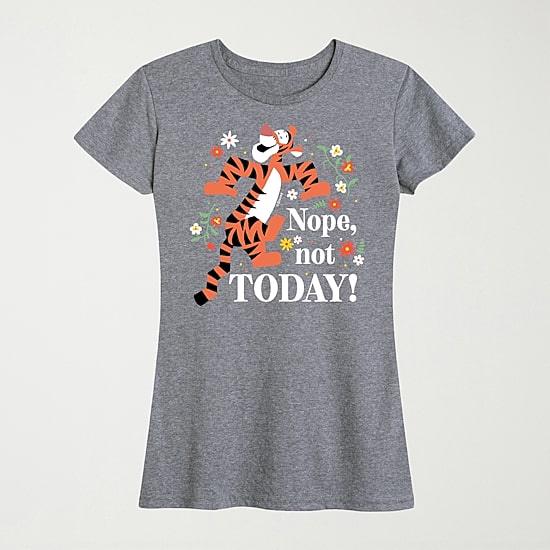 Tigger Nope Not Today Womens Plus Crew Neck Short Sleeve Regular Fit Tigger Graphic T-Shirt