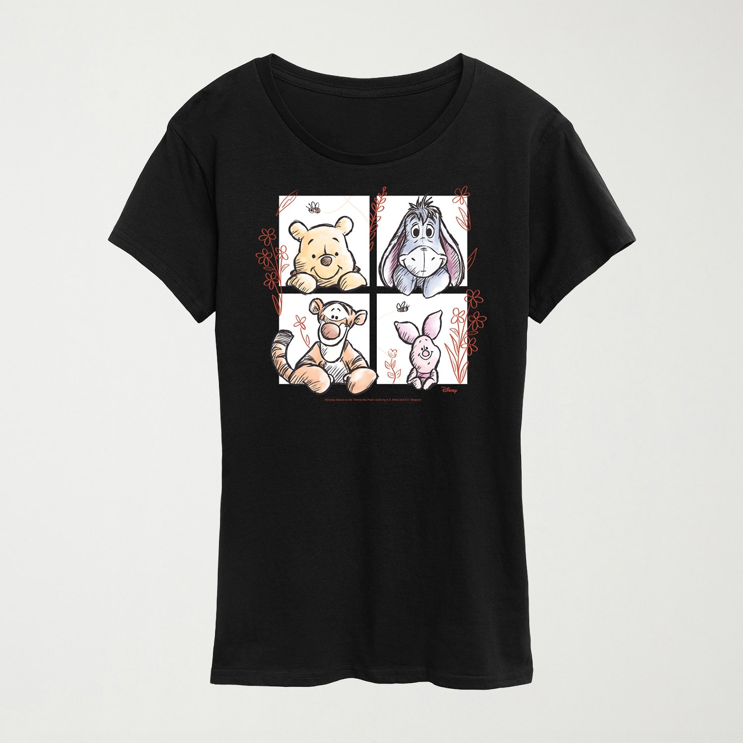 Tigger, Piglet, Eeyore Womens Plus Crew Neck Short Sleeve Regular Fit Piglet Tigger Graphic T-Shirt