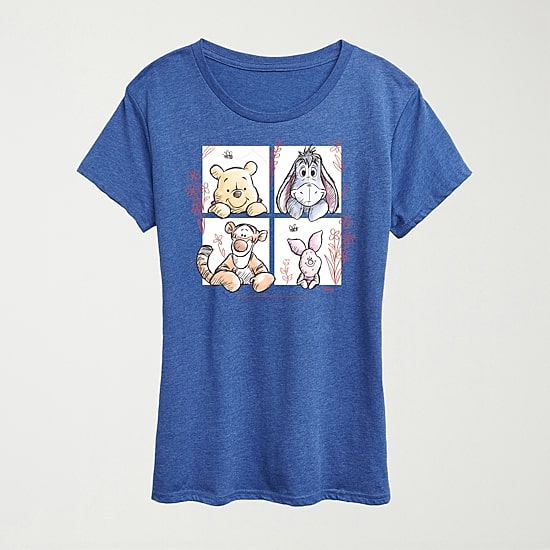 Tigger, Piglet, Eeyore Womens Plus Crew Neck Short Sleeve Regular Fit Eeyore Piglet Tigger Graphic T-Shirt