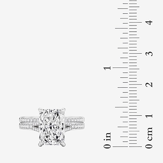 Signature By Modern Bride ( F / Vs2 ) Womens 5 1/2 CT. T.W. Lab Grown White Diamond 10K Gold Rectangular Side Stone Bridal Set