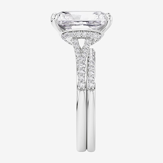 Signature By Modern Bride ( F / Vs2 ) Womens 5 1/2 CT. T.W. Lab Grown White Diamond 10K Gold Rectangular Side Stone Bridal Set