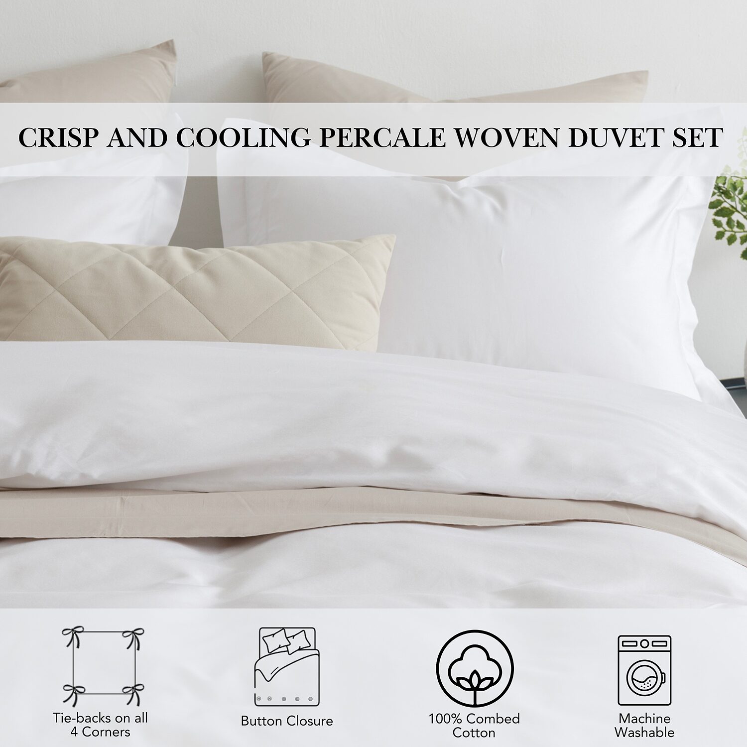 Pointehaven Percale Printed 3-pc. Reversible Duvet Cover Set