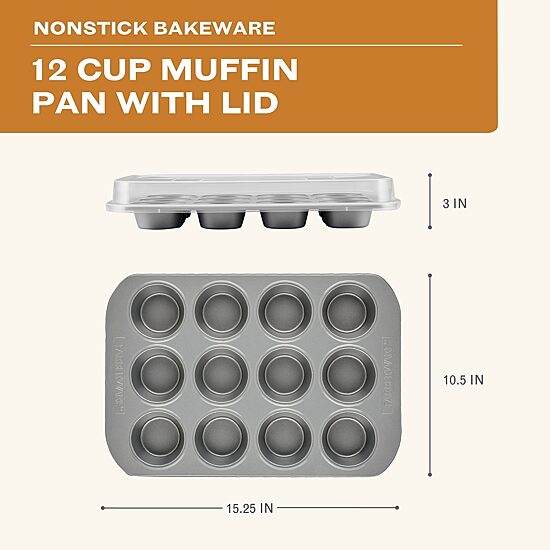 Farberware Bakeware Non-Stick 12-Cup Muffin Pan with Lid