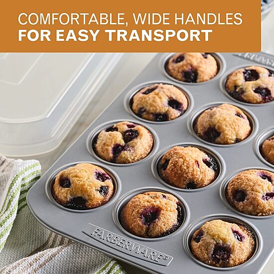 Farberware Bakeware Non-Stick 12-Cup Muffin Pan with Lid