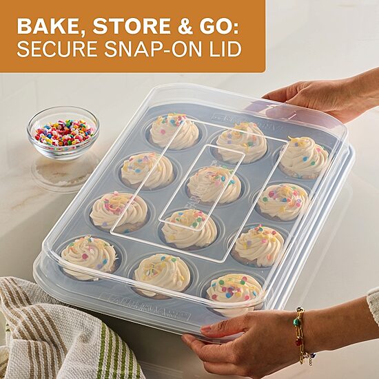 Farberware Bakeware Non-Stick 12-Cup Muffin Pan with Lid