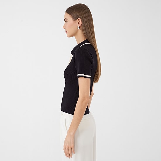 RM Rebecca Minkoff Womens Short Sleeve Polo Shirt