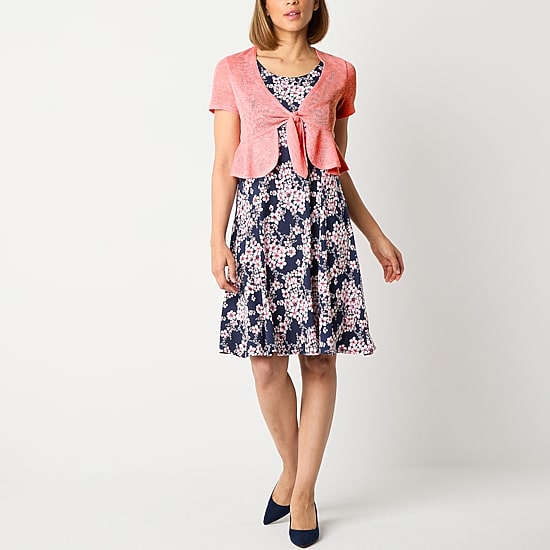 Perceptions Womens Floral Jacket Dress