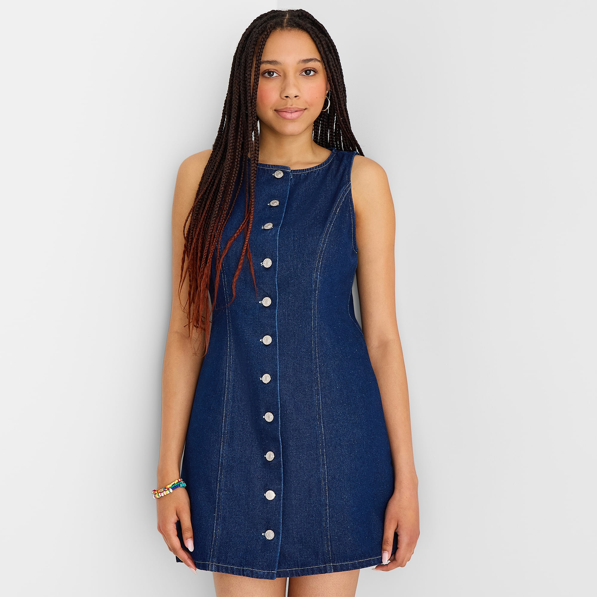 Forever 21 Womens Juniors Round Neck Short Sleeve A-Line Dress