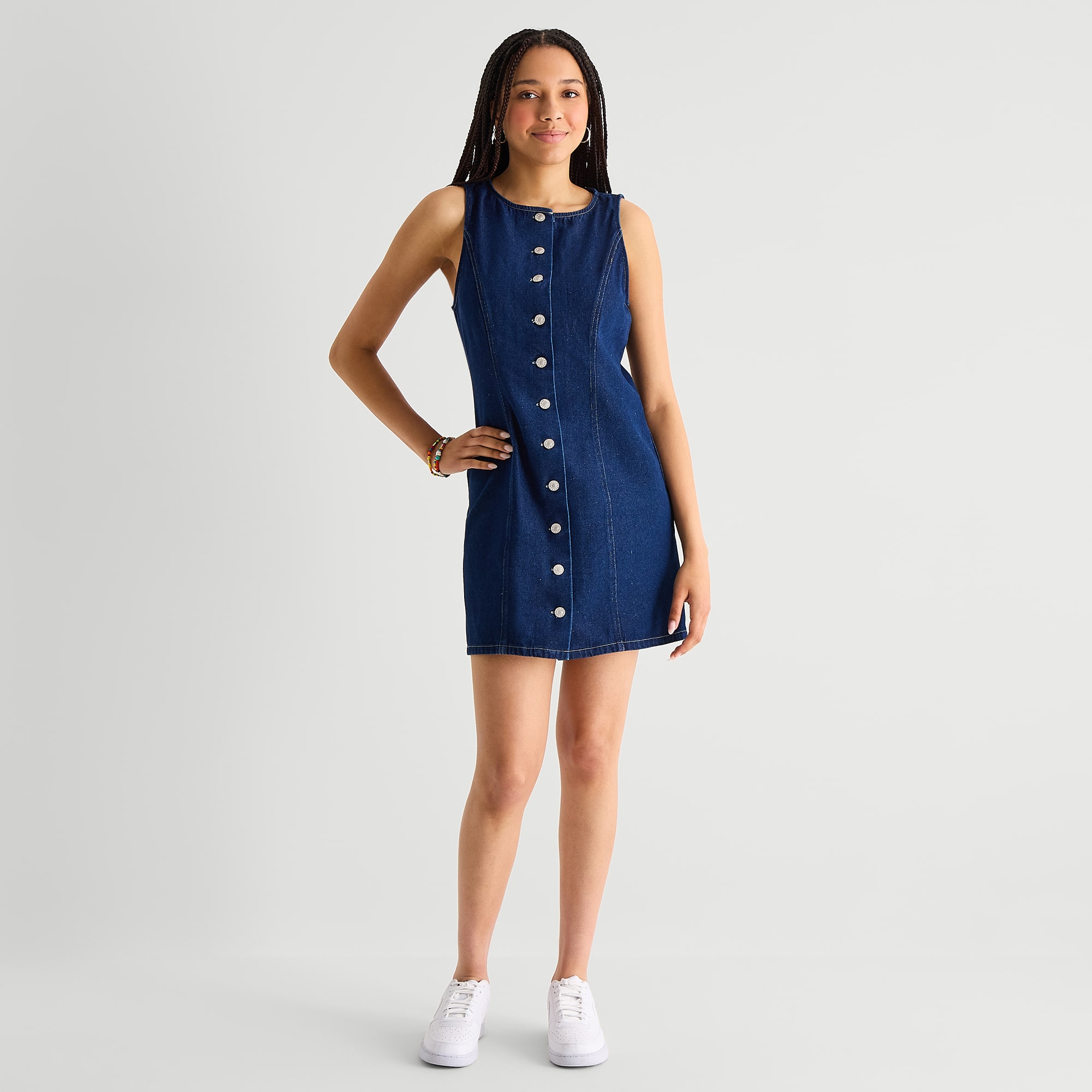 Forever 21 Womens Juniors Round Neck Short Sleeve A-Line Dress