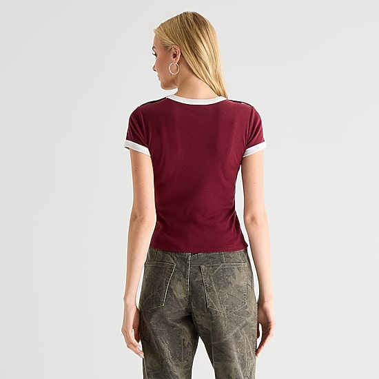 Arizona Womens Juniors Crew Neck Short Sleeve T-Shirt