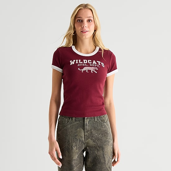 Arizona Womens Juniors Crew Neck Short Sleeve T-Shirt