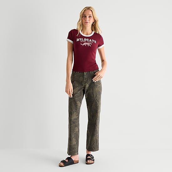 Arizona Womens Juniors Crew Neck Short Sleeve T-Shirt