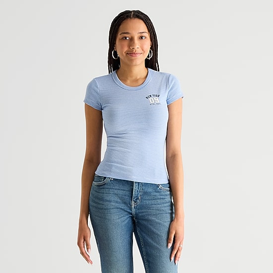 Arizona Baby Womens Juniors Crew Neck Short Sleeve T-Shirt