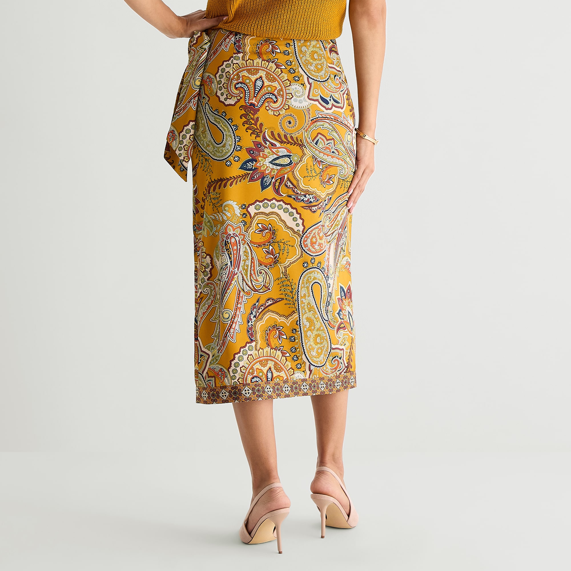 Liz Claiborne Womens Mid Rise Midi Wrap Skirt